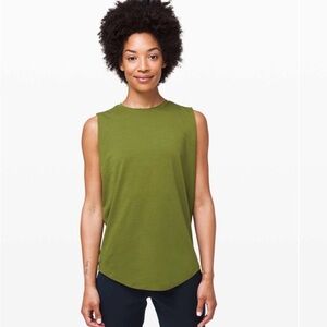 Lululemon Brunswick Muscle Pima Cotton Tank Green Everglades Size XL.